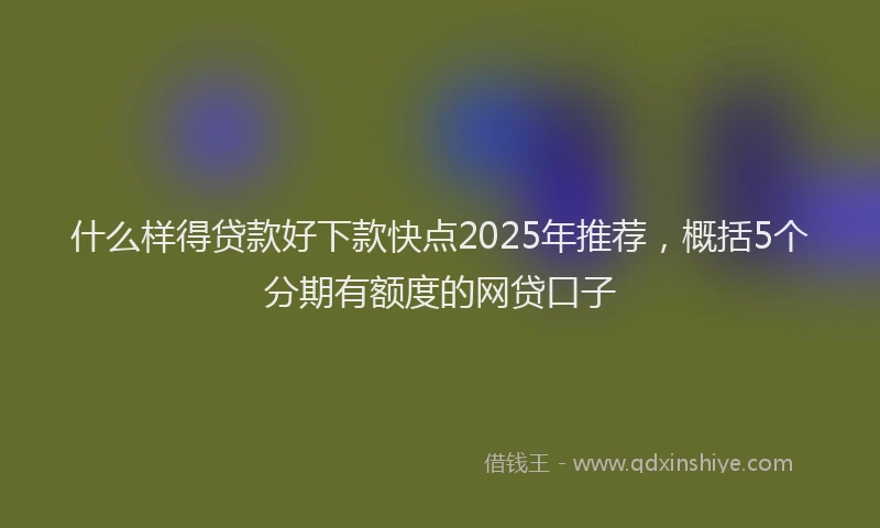什么样得贷款好下款快点2025年推荐,概括5个分期有额度的网贷口子
