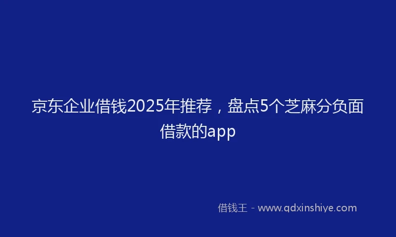 京东企业借钱2025年推荐，盘点5个芝麻分负面借款的app