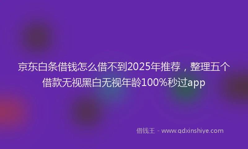 京东白条借钱怎么借不到2025年推荐，整理五个借款无视黑白无视年龄100%秒过app