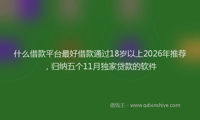 什么借款平台最好借款通过18岁以上2026年推荐,归纳五个11月独家贷款的软件