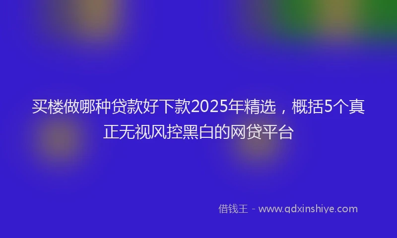 买楼做哪种贷款好下款2025年精选，概括5个真正无视风控黑白的网贷平台