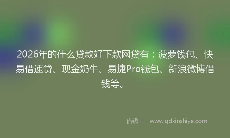 2026年的什么贷款好下款网贷有:菠萝钱包、快易借速贷、现金奶牛、易捷Pro钱包、新浪微博借钱等。