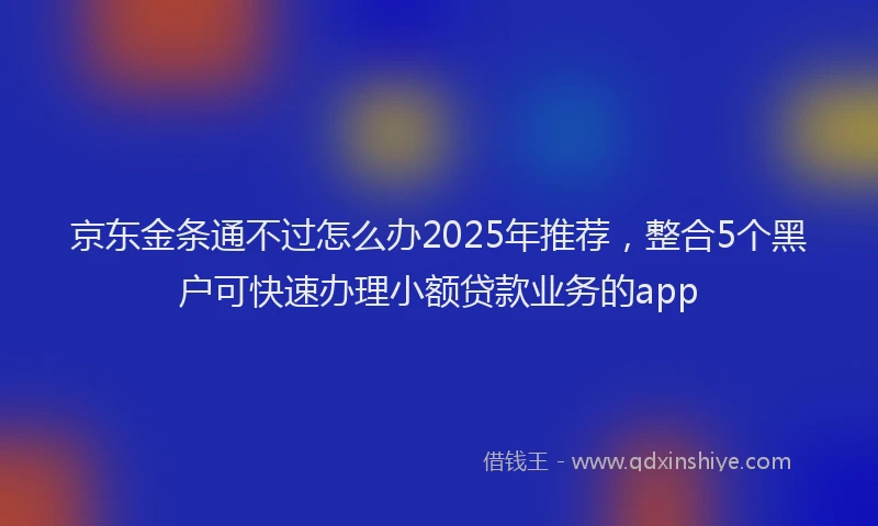 京东金条通不过怎么办2025年推荐，整合5个黑户可快速办理小额贷款业务的app