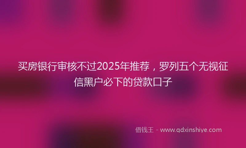 买房银行审核不过2025年推荐，罗列五个无视征信黑户必下的贷款口子