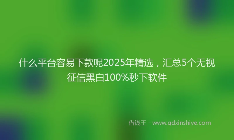 什么平台容易下款呢2025年精选,汇总5个无视征信黑白100%秒下软件