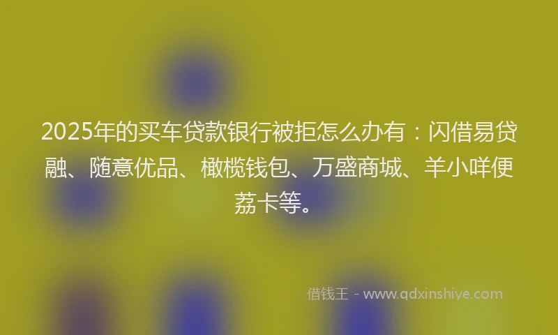 2025年的买车贷款银行被拒怎么办有:闪借易贷融、随意优品、橄榄钱包、万盛商城、羊小咩便荔卡等。