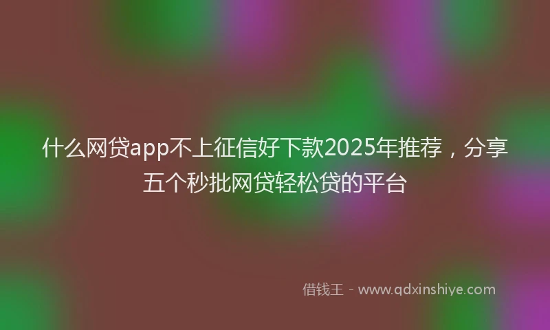 什么网贷app不上征信好下款2025年推荐，分享五个秒批网贷轻松贷的平台