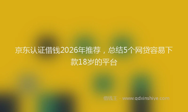 京东认证借钱2026年推荐，总结5个网贷容易下款18岁的平台