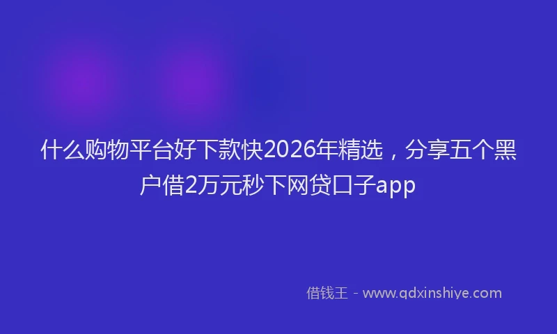 什么购物平台好下款快2026年精选，分享五个黑户借2万元秒下网贷口子app
