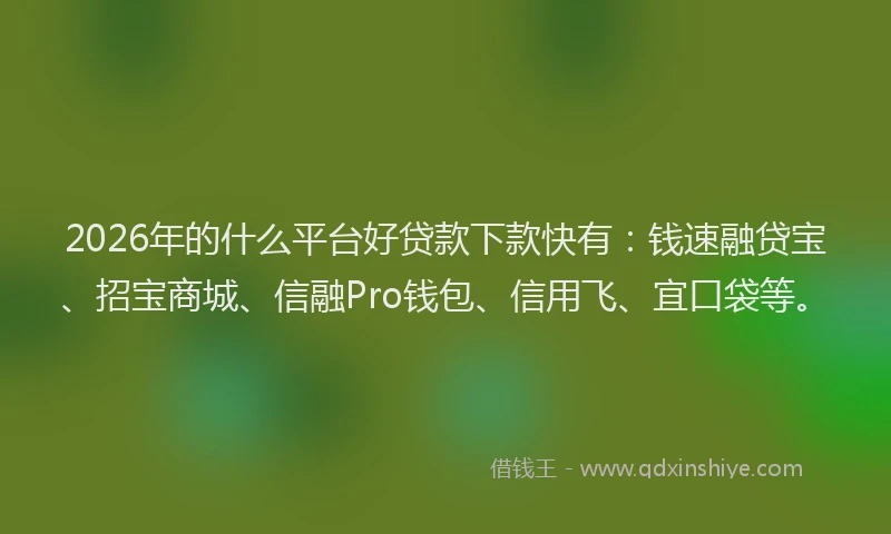 2026年的什么平台好贷款下款快有:钱速融贷宝、招宝商城、信融Pro钱包、信用飞、宜口袋等。