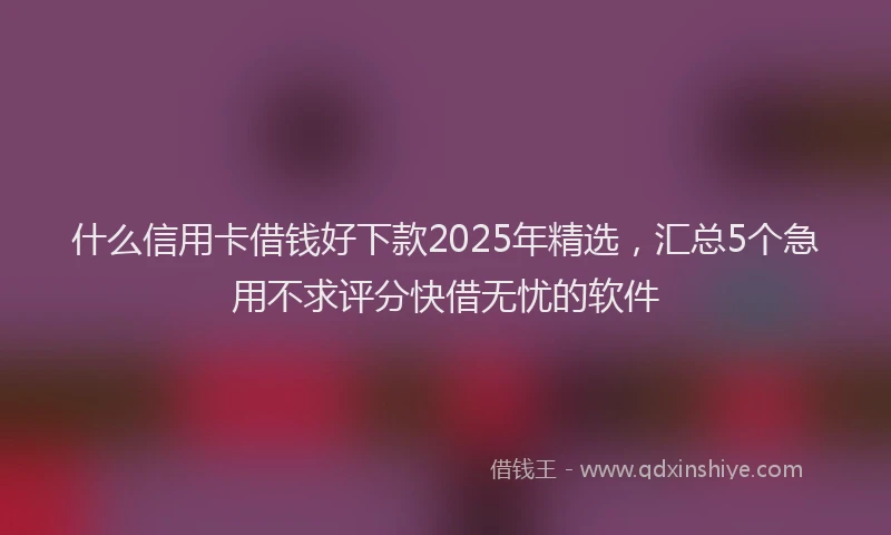 什么信用卡借钱好下款2025年精选，汇总5个急用不求评分快借无忧的软件
