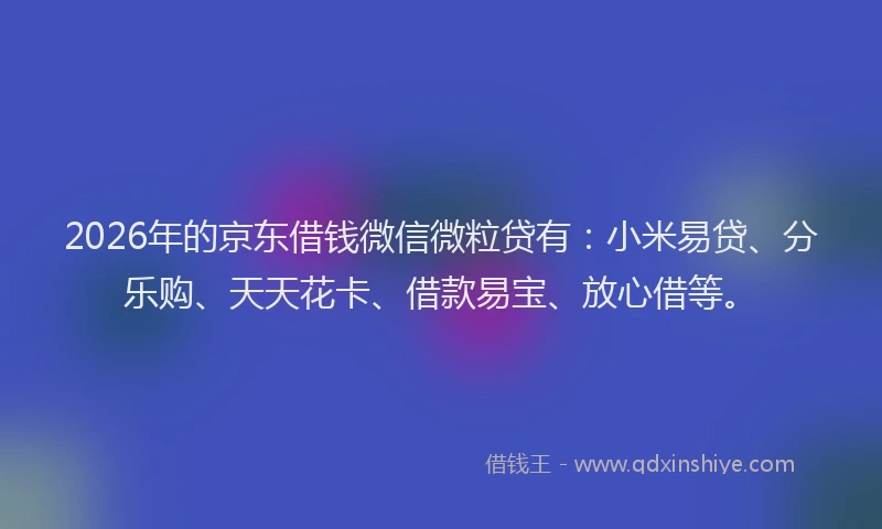 2026年的京东借钱微信微粒贷有：小米易贷、分乐购、天天花卡、借款易宝、放心借等。