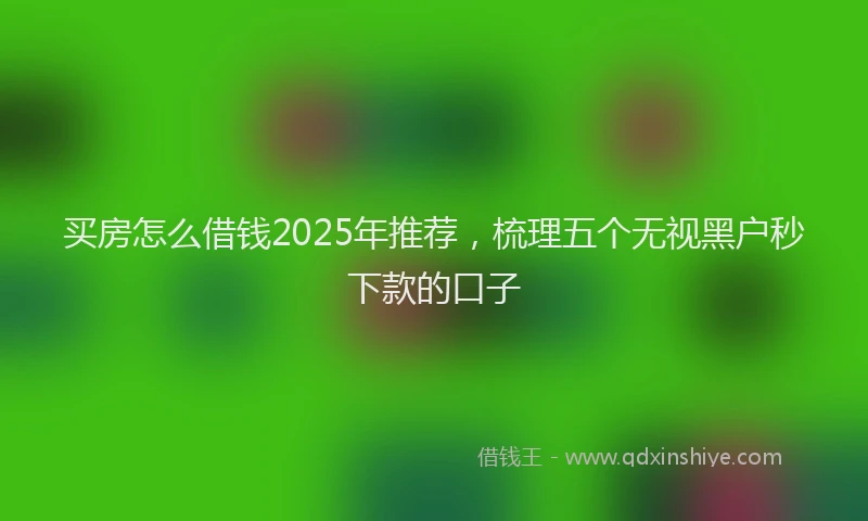 买房怎么借钱2025年推荐,梳理五个无视黑户秒下款的口子