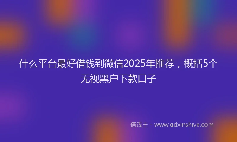 什么平台最好借钱到微信2025年推荐，概括5个无视黑户下款口子