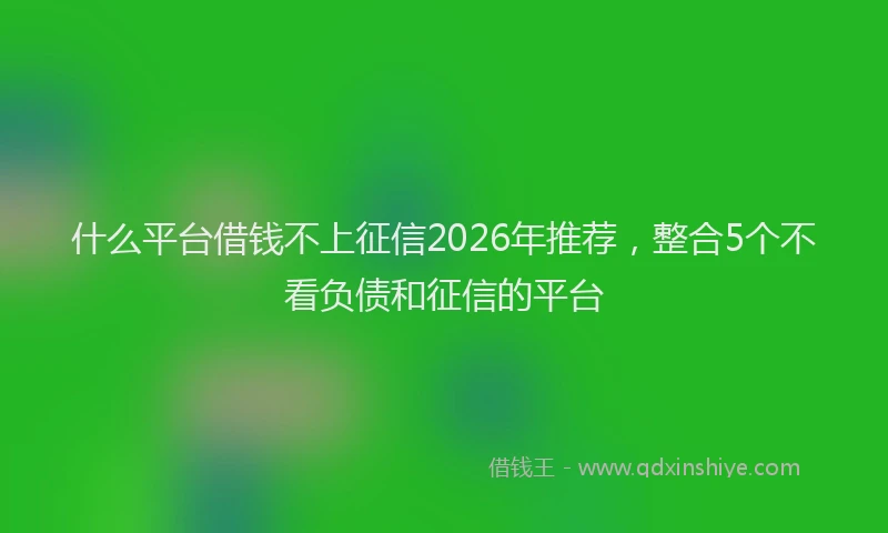 什么平台借钱不上征信2026年推荐，整合5个不看负债和征信的平台
