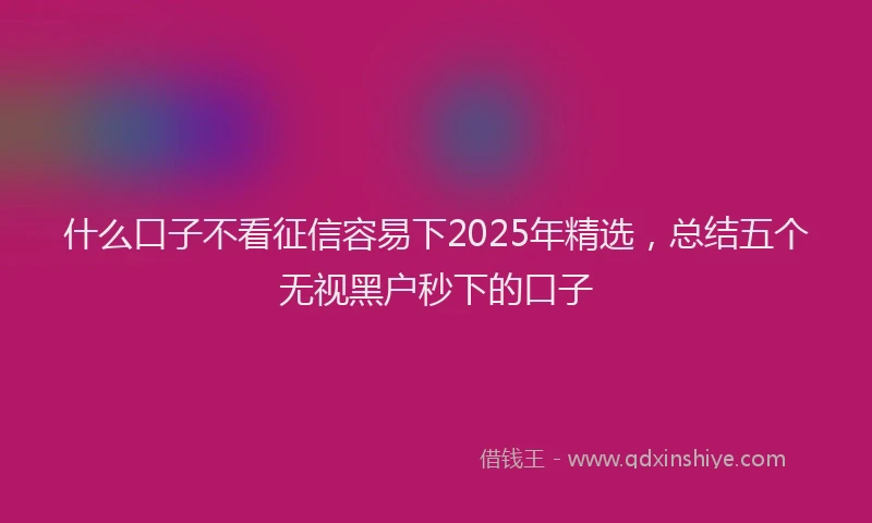什么口子不看征信容易下2025年精选，总结五个无视黑户秒下的口子