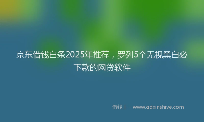 京东借钱白条2025年推荐，罗列5个无视黑白必下款的网贷软件