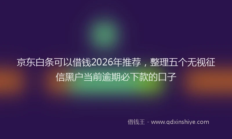京东白条可以借钱2026年推荐，整理五个无视征信黑户当前逾期必下款的口子