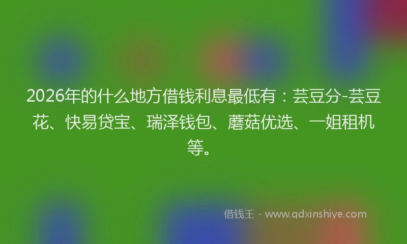 2026年的什么地方借钱利息最低有：芸豆分-芸豆花、快易贷宝、瑞泽钱包、蘑菇优选、一姐租机等。