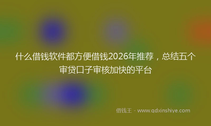 什么借钱软件都方便借钱2026年推荐，总结五个审贷口子审核加快的平台