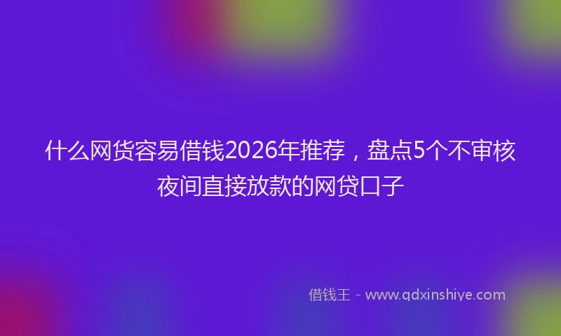 什么网货容易借钱2026年推荐，盘点5个不审核夜间直接放款的网贷口子