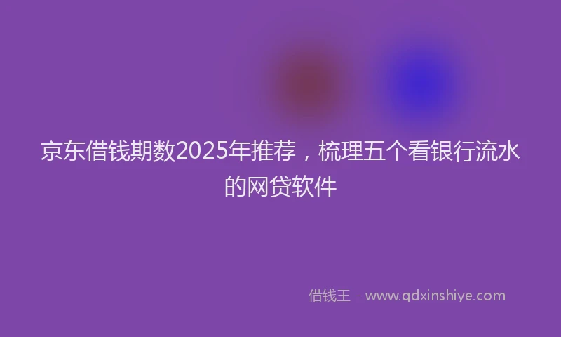 京东借钱期数2025年推荐，梳理五个看银行流水的网贷软件