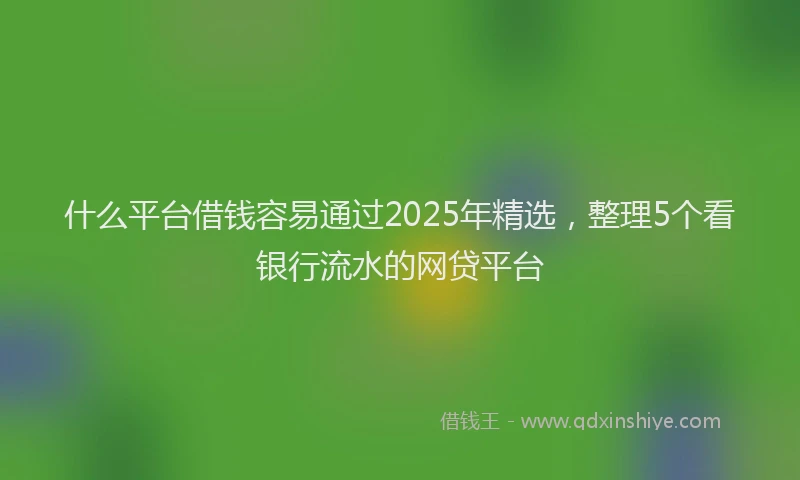 什么平台借钱容易通过2025年精选，整理5个看银行流水的网贷平台