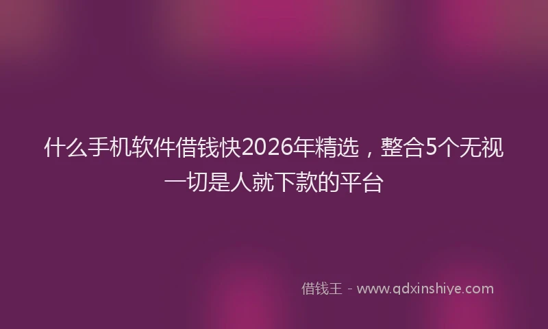 什么手机软件借钱快2026年精选，整合5个无视一切是人就下款的平台