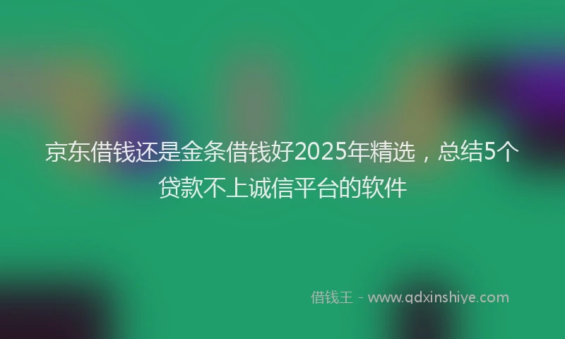 京东借钱还是金条借钱好2025年精选，总结5个贷款不上诚信平台的软件