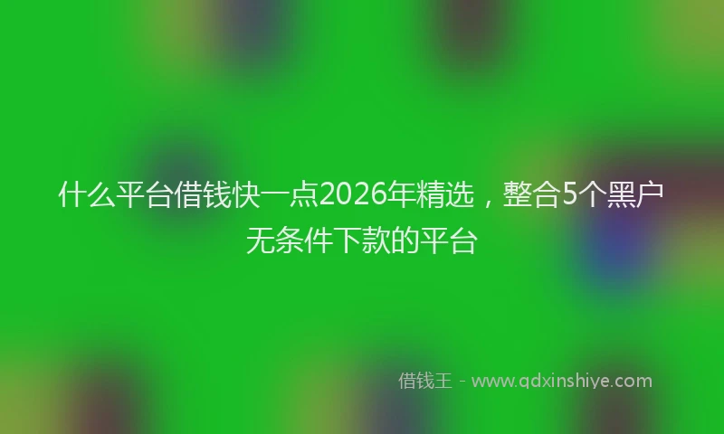 什么平台借钱快一点2026年精选，整合5个黑户无条件下款的平台