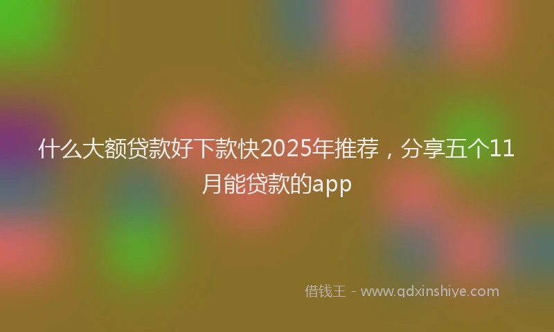 什么大额贷款好下款快2025年推荐，分享五个11月能贷款的app