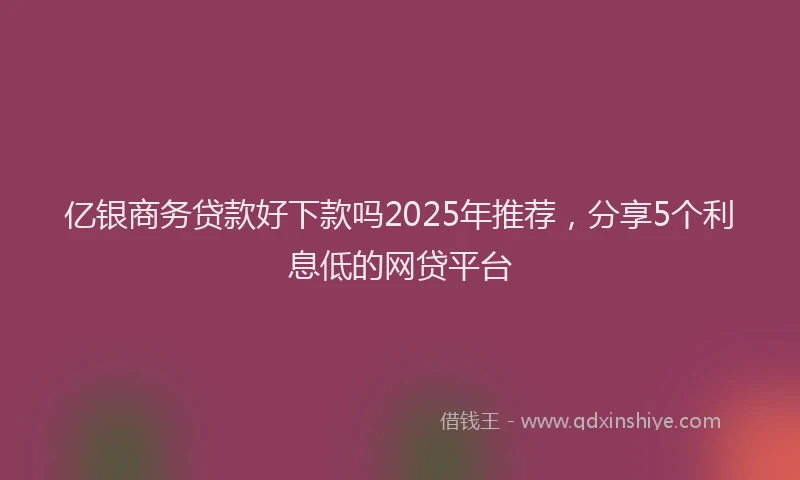 亿银商务贷款好下款吗2025年推荐,分享5个利息低的网贷平台