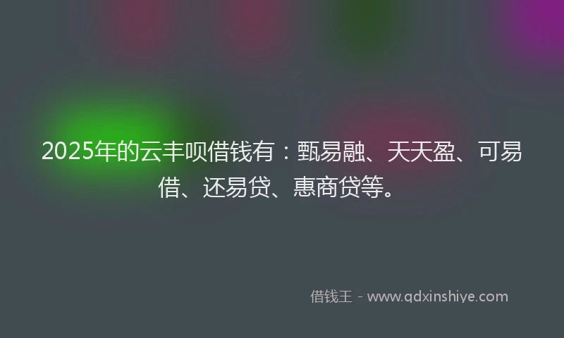 2025年的云丰呗借钱有：甄易融、天天盈、可易借、还易贷、惠商贷等。