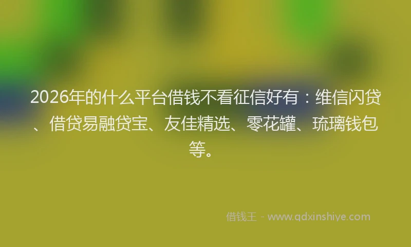 2026年的什么平台借钱不看征信好有：维信闪贷、借贷易融贷宝、友佳精选、零花罐、琉璃钱包等。