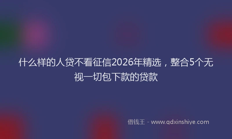 什么样的人贷不看征信2026年精选，整合5个无视一切包下款的贷款