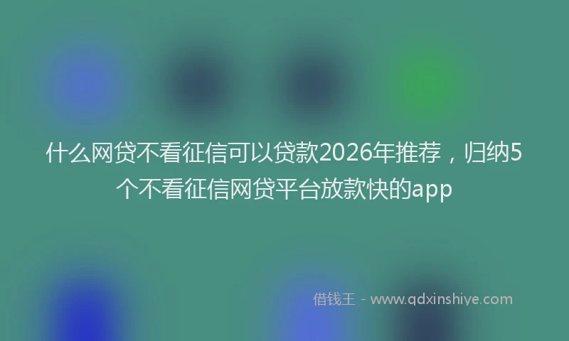 什么网贷不看征信可以贷款2026年推荐，归纳5个不看征信网贷平台放款快的app