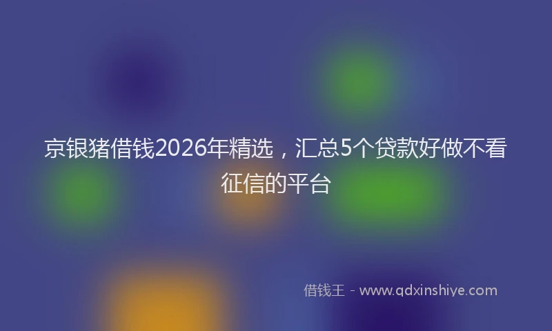京银猪借钱2026年精选，汇总5个贷款好做不看征信的平台