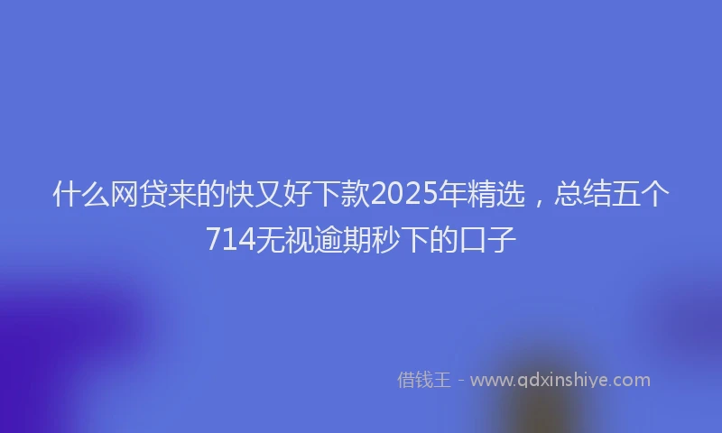 什么网贷来的快又好下款2025年精选，总结五个714无视逾期秒下的口子