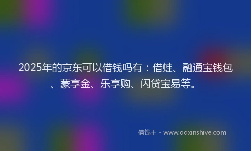 2025年的京东可以借钱吗有：借蛙、融通宝钱包、蒙享金、乐享购、闪贷宝易等。