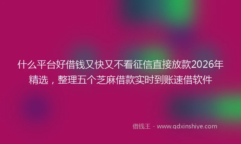 什么平台好借钱又快又不看征信直接放款2026年精选，整理五个芝麻借款实时到账速借软件