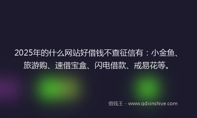 2025年的什么网站好借钱不查征信有：小金鱼、旅游购、速借宝盒、闪电借款、戒易花等。