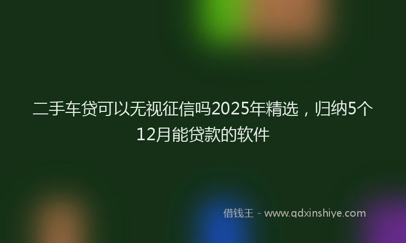 二手车贷可以无视征信吗2025年精选，归纳5个12月能贷款的软件