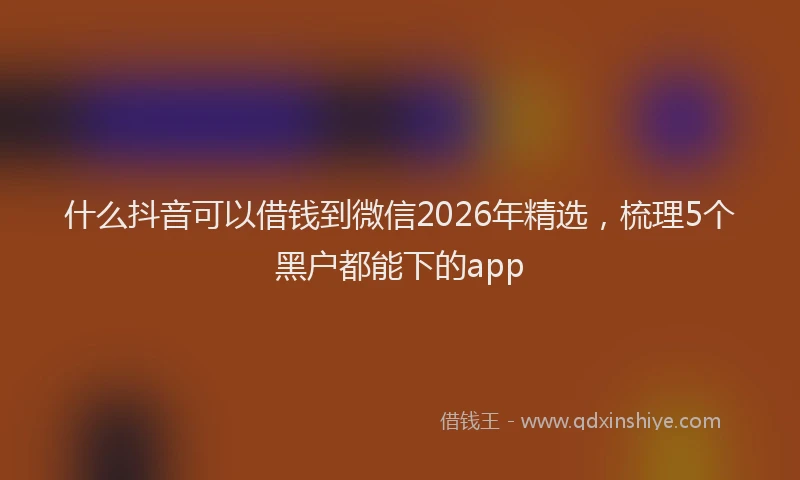 什么抖音可以借钱到微信2026年精选，梳理5个黑户都能下的app