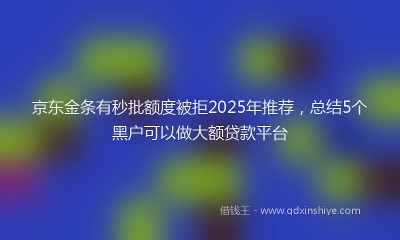 京东金条有秒批额度被拒2025年推荐，总结5个黑户可以做大额贷款平台