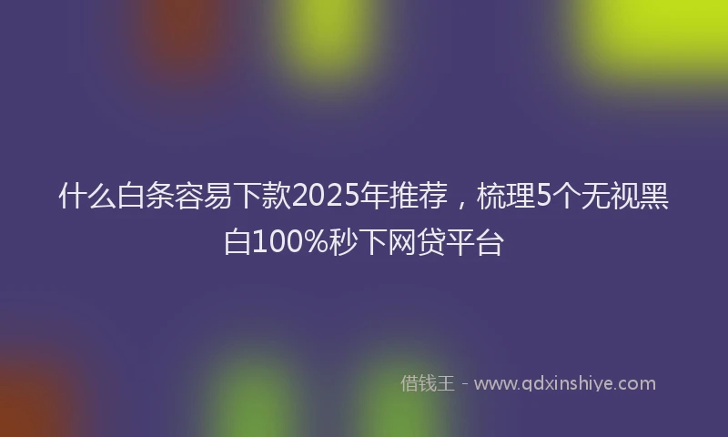 什么白条容易下款2025年推荐,梳理5个无视黑白100%秒下网贷平台