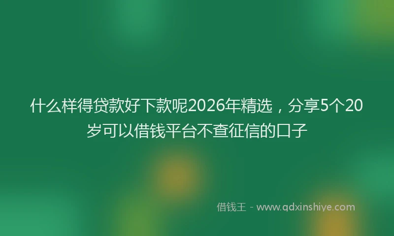 什么样得贷款好下款呢2026年精选，分享5个20岁可以借钱平台不查征信的口子