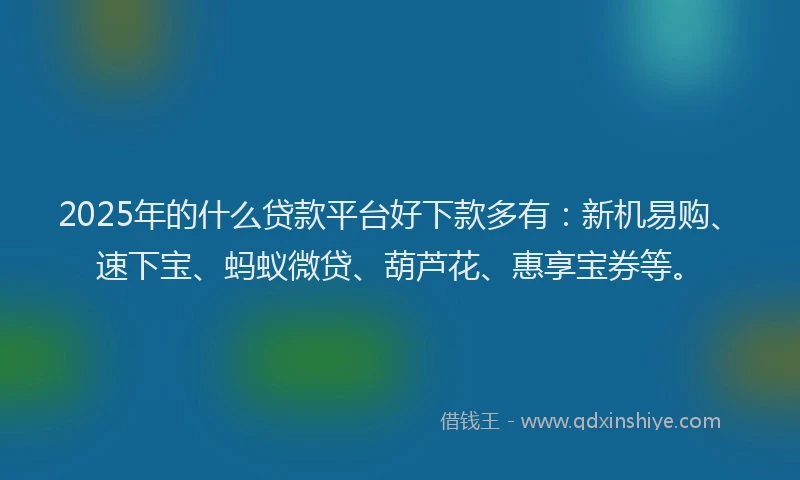 2025年的什么贷款平台好下款多有：新机易购、速下宝、蚂蚁微贷、葫芦花、惠享宝券等。