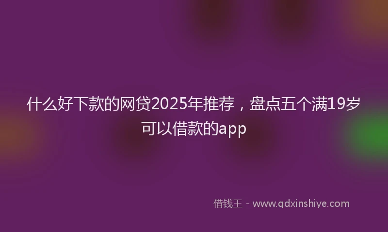 什么好下款的网贷2025年推荐，盘点五个满19岁可以借款的app