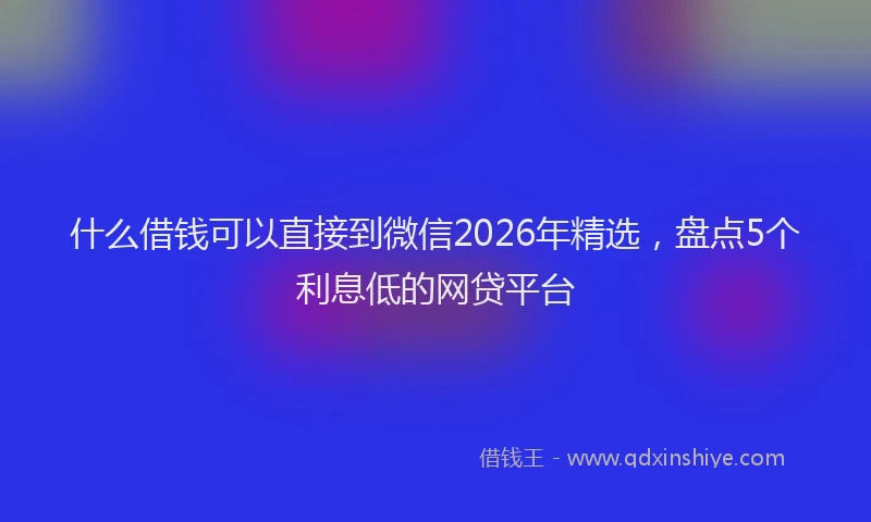 什么借钱可以直接到微信2026年精选,盘点5个利息低的网贷平台