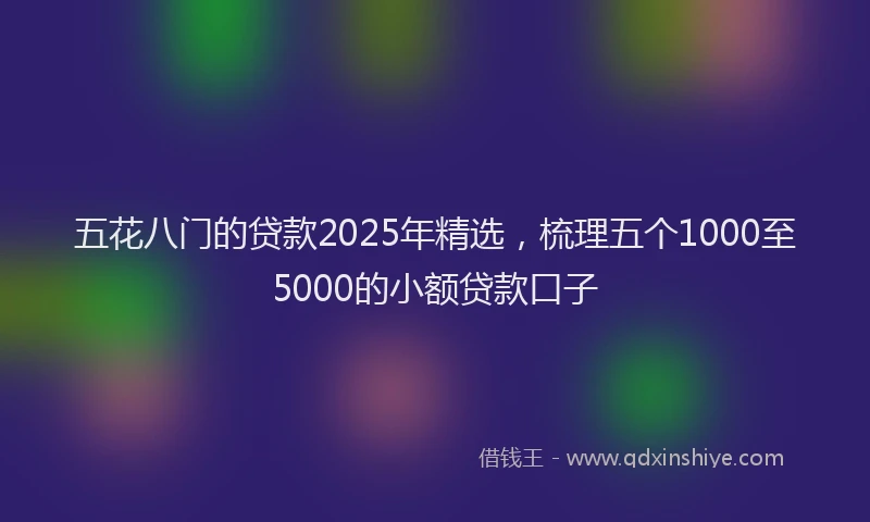 五花八门的贷款2025年精选,梳理五个1000至5000的小额贷款口子